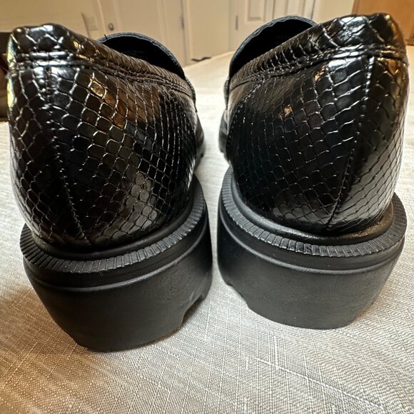 Zara Snake Faux Skin Loafers Platform Chunky Heel Black Women's Size 40 (US 9) - Picture 4 of 9